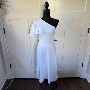 Who What Wear Women's One Shoulder Elbow Sleeve Dress - White (XS) | NWOT